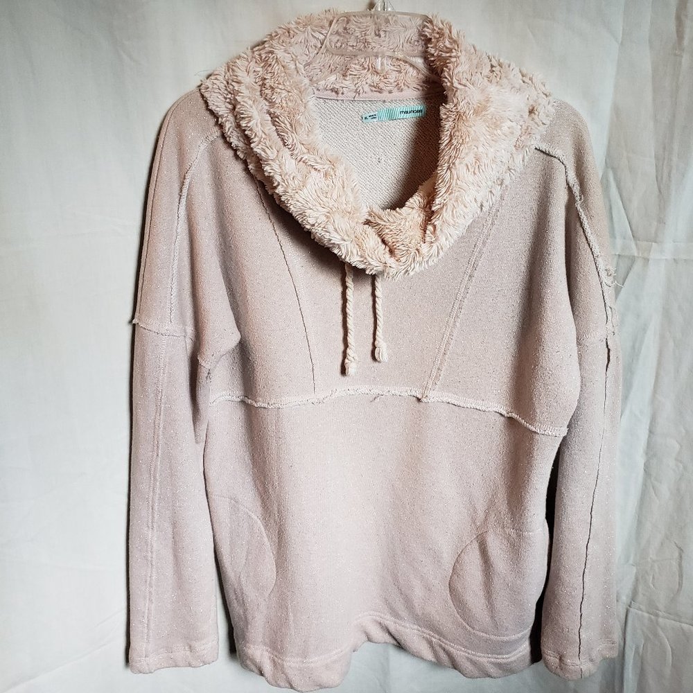 Maurices Pink Faux Fur Cowl Neck Pullover …